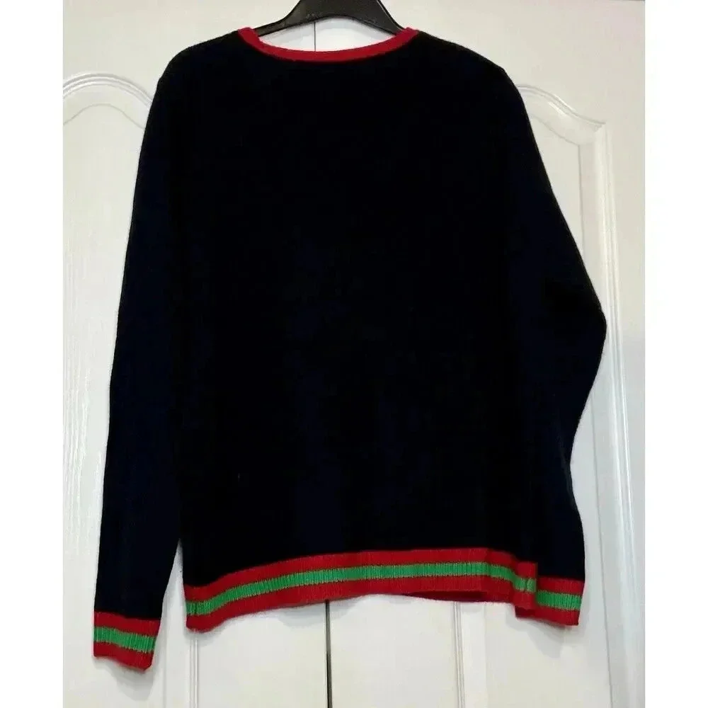 Black Poinsettia Mistletoe Pullover Ugly Christmas Sweater Men’s Size‎ XL